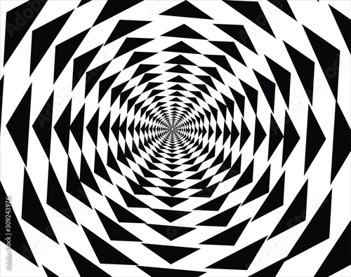 Digital image with a psychedelic stripes Wave design black and white. Optical art background. Texture with wavy, curves lines. Vector illustration