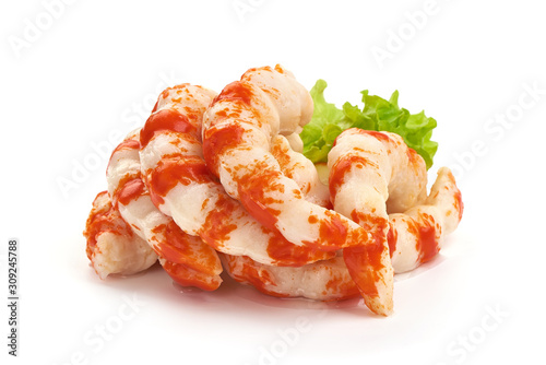 Quadro su tela Surimi shrimps, Japanese food, isolated on white background