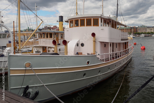 Obraz na płótnie Yacht moored on a marina in Stockholm, Sweden w salonie