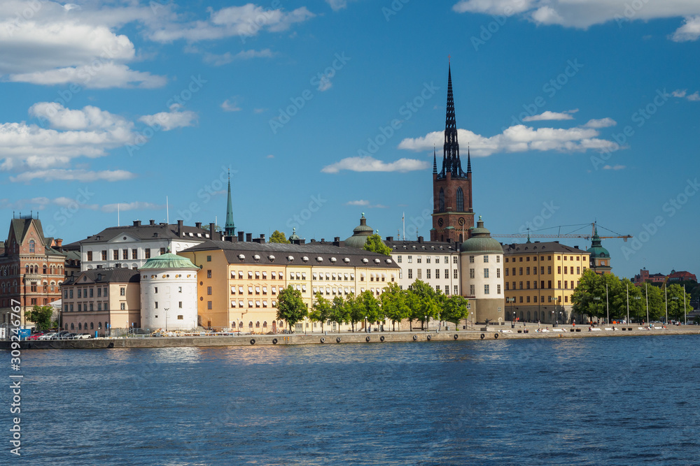 View of the Gamla Stan (The Old Town) and Riddarholmen island in Stockholm, Sweden