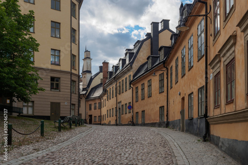 Historic street on the island of Riddarholmen, Sweden