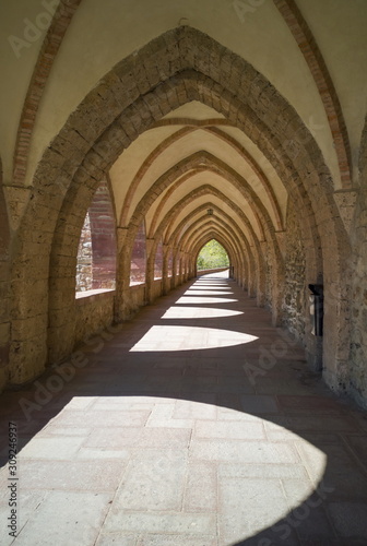 Landscape of the mountains and the monastery of the Virgen de Valvanera, La Rioja, Spain, photo