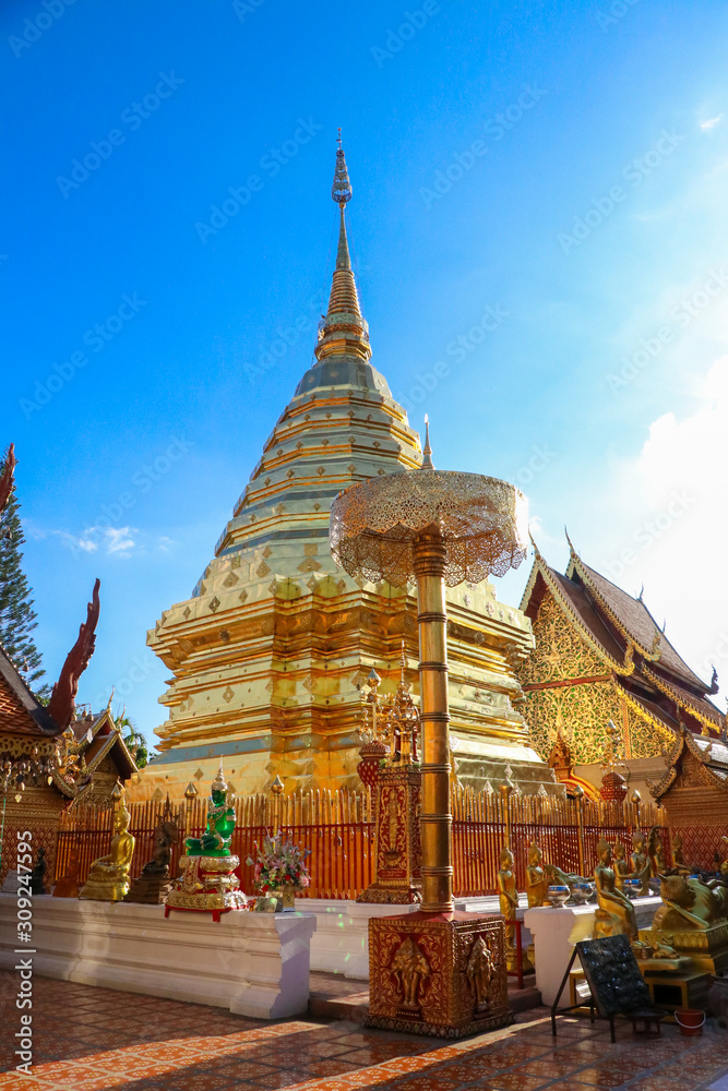 Fototapeta premium Wat Phrathat Doi Suthep is a popular tourist attraction of Chiang Mai. K