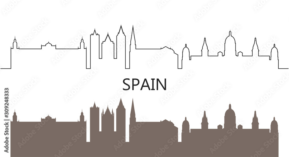 Spain logo. Isolated Spanish architecture on white background
