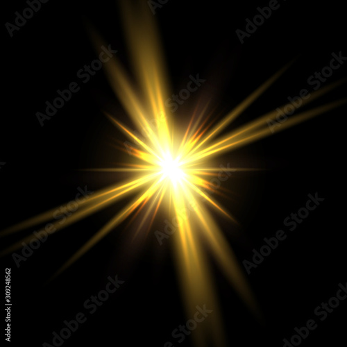 Fototapeta Naklejka Na Ścianę i Meble -  Glow yellow star.