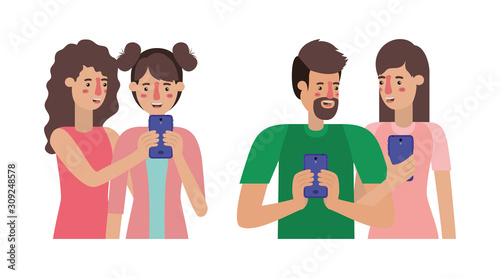 People and digital technology vector design