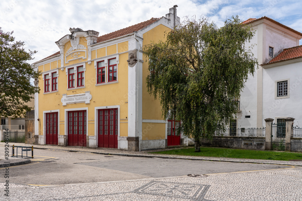 Old volunteer fire station or Bombeiros Voluntarios building in Aveiro