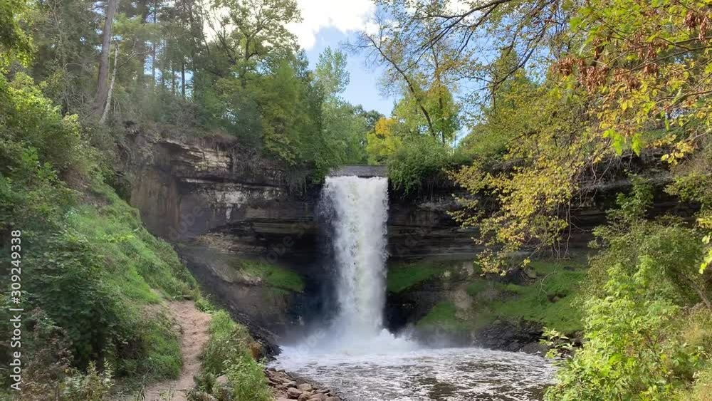 Minnehaha Falls in Autumn in Minneapolis, Minnesota