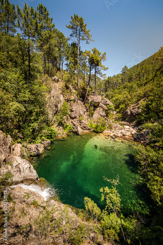 Waterfall and pool, Ruisseau de Polischellu, Corse-du-Sud, Corsica, France