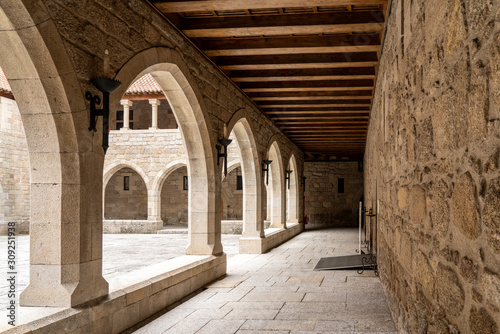 Courtyard or cloisters inside the palace of the Dukes of Braganza in Guimaraes in northern Portugal