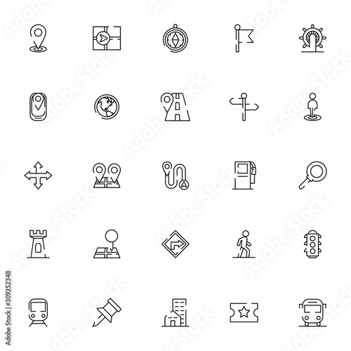 bundle of maps and navigation icons