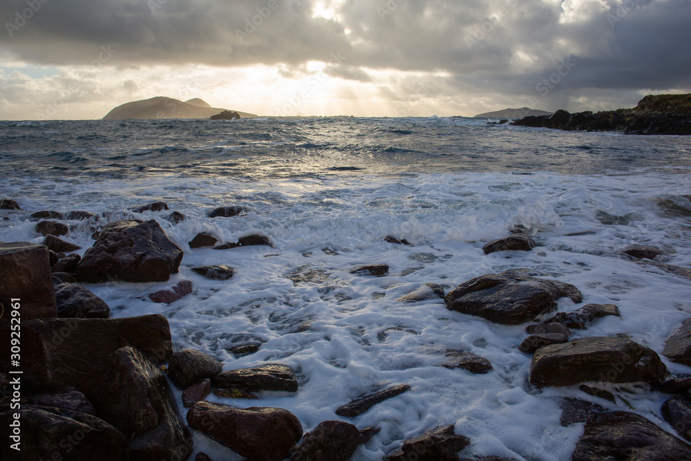 Light fades across the Blasket Sound and the Blasket Islands Light fades across the Blasket Sound and the Blasket Islands