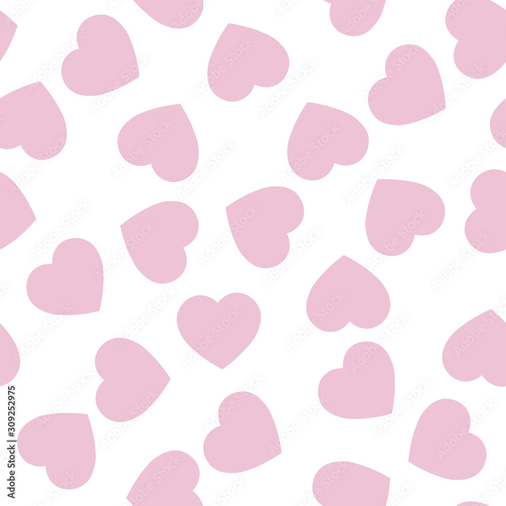 Pink hearts seamless pattern. Random scattered hearts background. Love or Valentine theme. Vector illustration Pink hearts seamless pattern. Random scattered hearts background. Love or Valentine theme. Vector illustration
