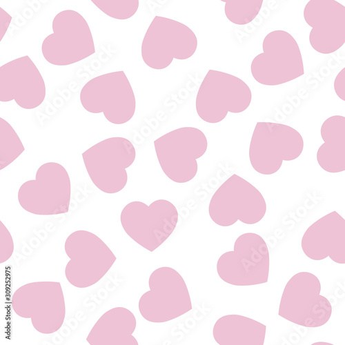 Pink hearts seamless pattern. Random scattered hearts background. Love or Valentine theme. Vector illustration