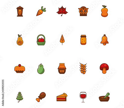 bundle of thanksgiving set icons photo