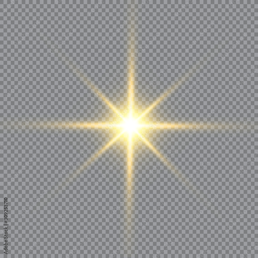 Vector illustration of abstract flare light rays. A set of stars, light and radiance, rays and brightness.