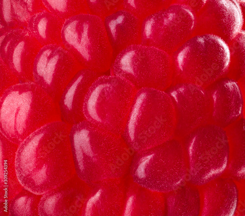 Macro photo of raspberry without leaves isolated on black background