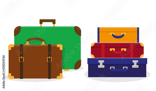 Vintage travel suitcases. Vector illustration.