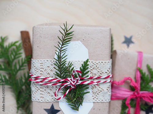 background Christmas flat lay natural style