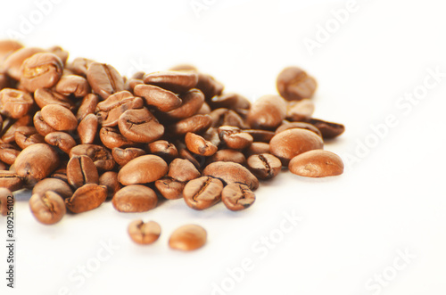 Close-up coffee beans isolated on white,photo