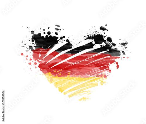 Grunge German flag in heart shape