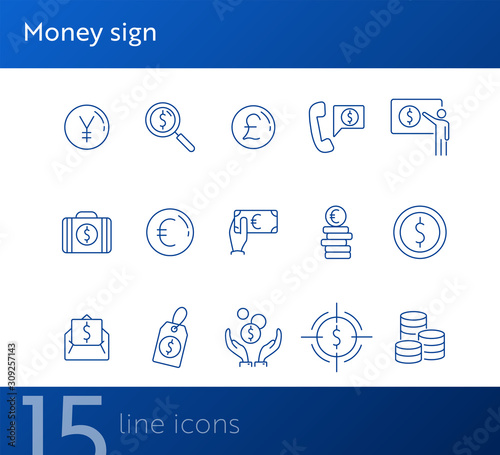 Money sign line icon set