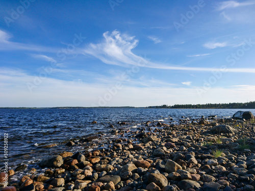 Sweden rocky sea side. Northern epic bright blue sky and nice clouds sunny landscape. Travel scandinavia © Kathrine Andi