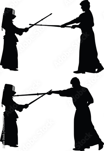 kendo japanese sport silhouette vector