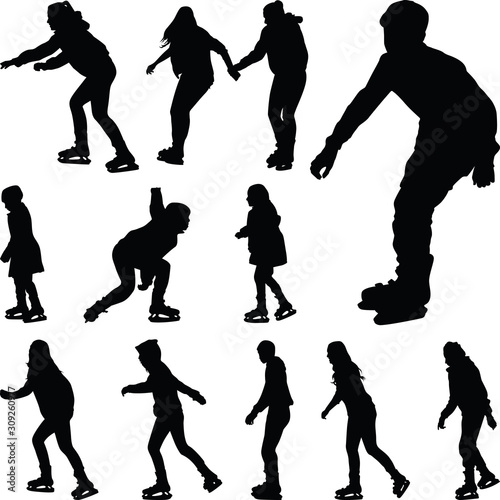 ice skating silhouette vector