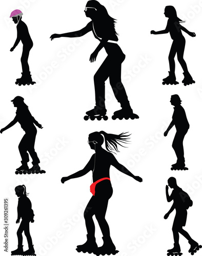 rollerskating silhouette vector
