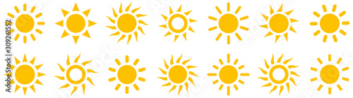 Sun simple icons collection. Vector illustration