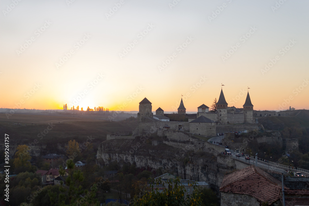 Old fortress at sunset