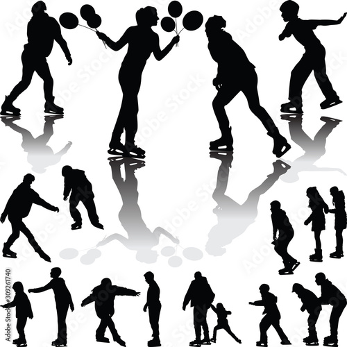 ice skating silhouette vector