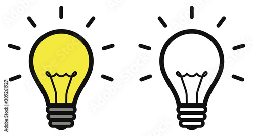 Lightbulb icon. Bulb, lamp icon. Idea sign. Vector photo