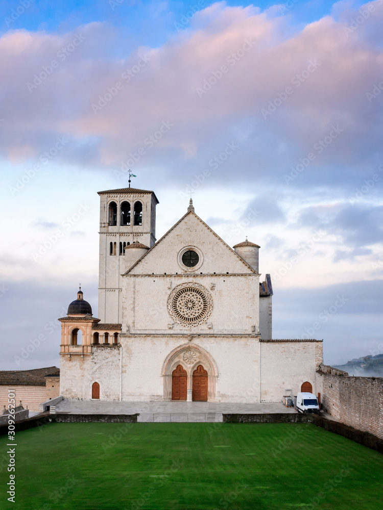 Basilica of San Francesco in Assisi, Italy. Main facade