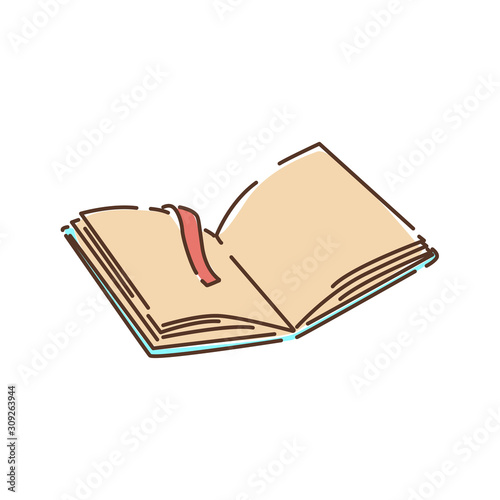 Open book color line icon. Book in expanded form, which can be immediately read. Pictogram for web page, mobile app, promo. UI UX GUI design element. Editable stroke.