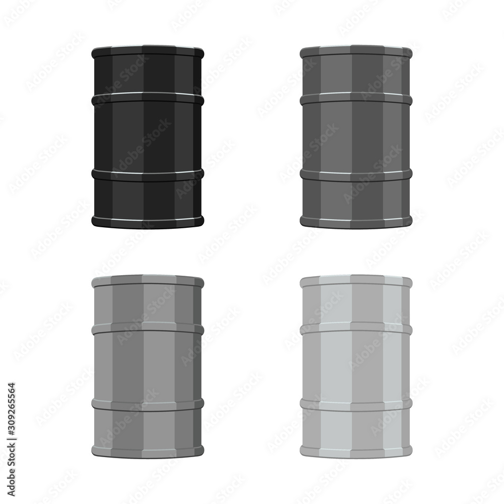 set of oil barrels, fuel tank, liquid container, flat style set of oil barrels, fuel tank, liquid container, flat style
