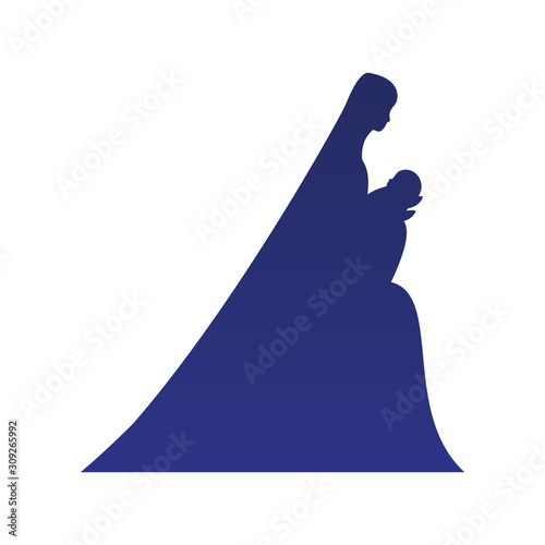 Virgin mary and baby jesus vector design