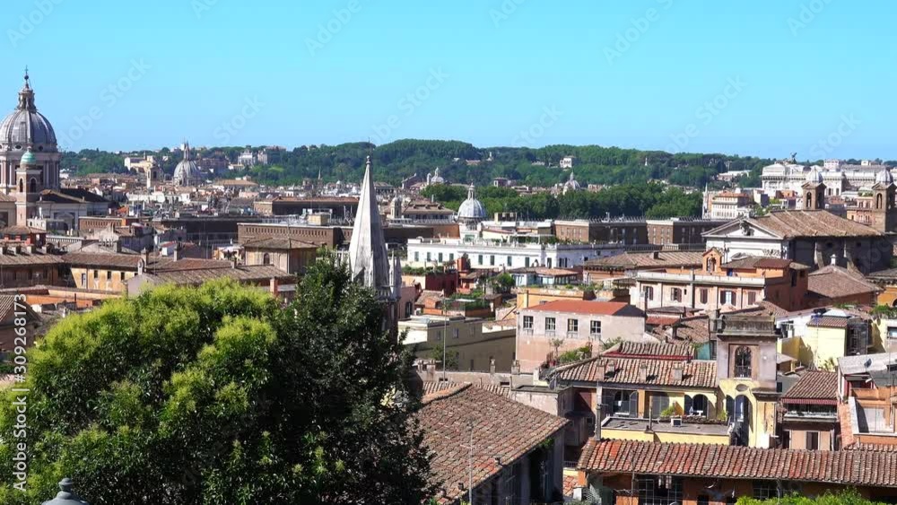 Rome, Italy, Panoramic Scenic View of the City from the Terrace of Pincio in Villa Borghese_1 Rome, Italy, Panoramic Scenic View of the City from the Terrace of Pincio in Villa Borghese_1