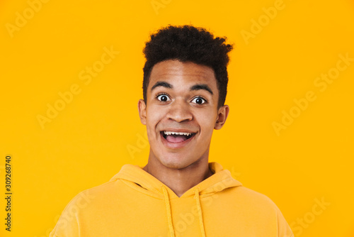 Close up of a cheerful young african teenager boy