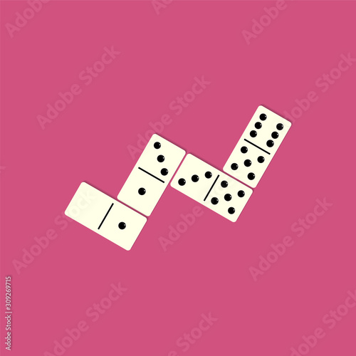 Dominoes bones flat style. Vector illustration