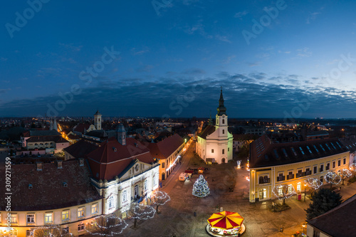 Szigetvar at night with Christmas lights