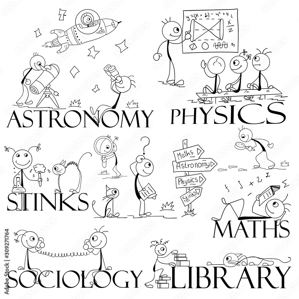 Vector illustration of funny men on the topic of education. Thematic drawings for flyers, banners in schools, universities, colleges. Vector illustration of funny men on the topic of education. Thematic drawings for flyers, banners in schools, universities, colleges.