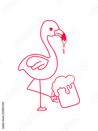 Saufender Bier Flamingo lieb net