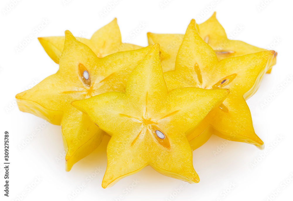 Fresh carambola or starfruit on white background Fresh carambola or starfruit on white background