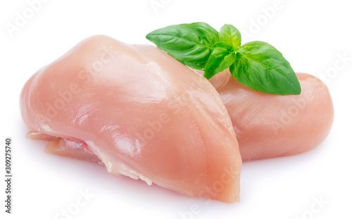 Raw chicken fillet isolated on white background