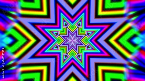 Hypnotic psychedelic colorgul tunnel kaleidoscope pattern. Colorful kaleidoscopic ornament. Colorful abstract symmetric mandala. Illusion background. VJ seamless loop. Neural network. Narcotic trip photo