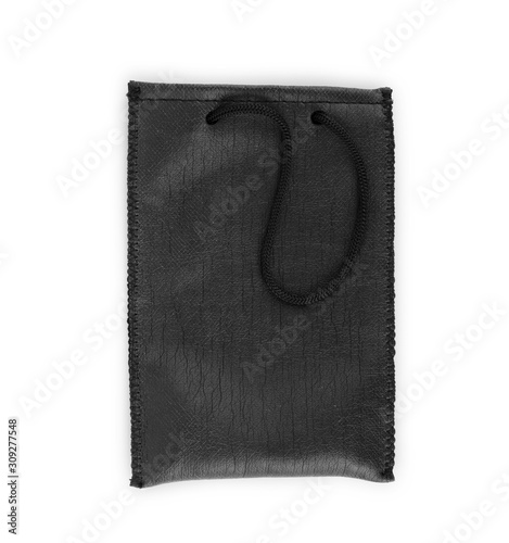 Leather gift bag on a white background