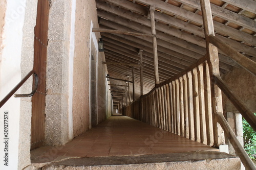 Corridor in Monastery Santuari de Lluc in Serra de Tramuntana, Mallorca, Spain