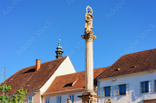 Square with Plague Column in spa town Bad Radkersburg Austria photo